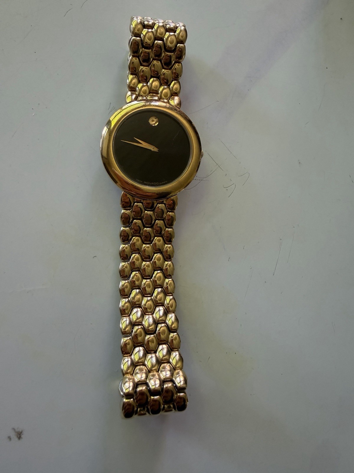 Movado Unisex 35mm 87A2862 Quartz Steel yellow gold plated Ultra Thin Case 5mm.