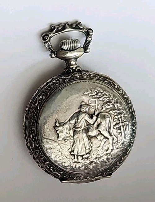 1904 Waltham Pocket Watch 0s Grade 110 Running Fancy Milkmaid Motif Elgin Case