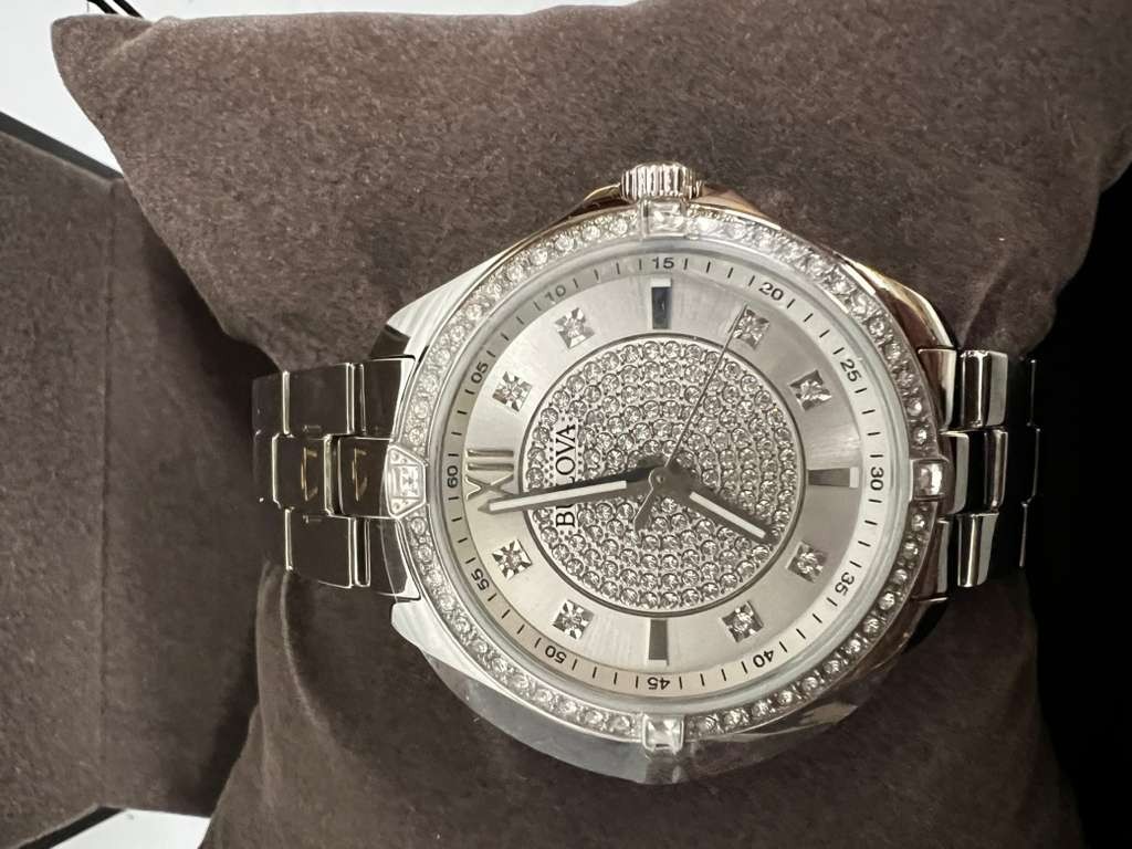 Bulova Ladies’ Classic Crystal Stainless Steel 2-Hand Quartz Watch