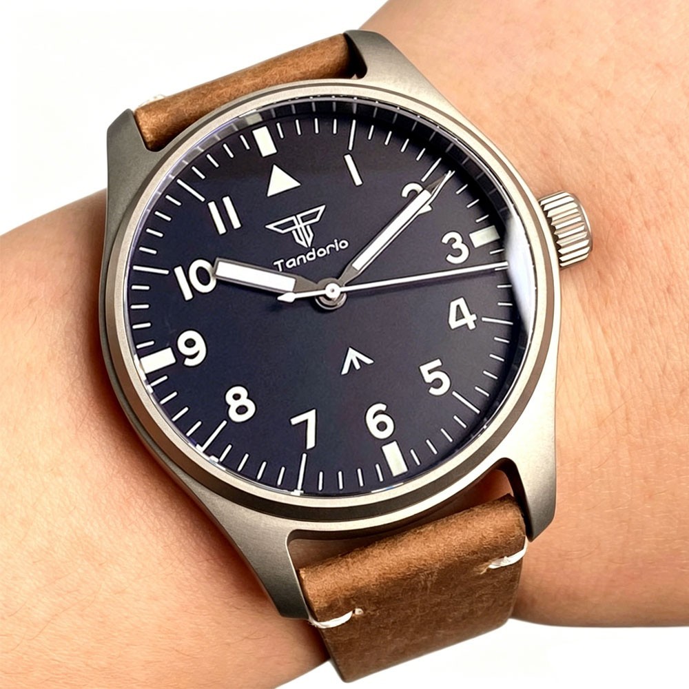 Titanium 39mm Retro Pilot Sapphire 20ATM Diver NH35 Asia2824 Auto Men Watch Lume