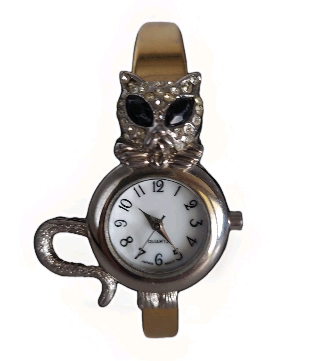 Avon Womens Watch 20mm Cat Bangle Gold Tone Crystals F20674-1P WORKS 6.25″