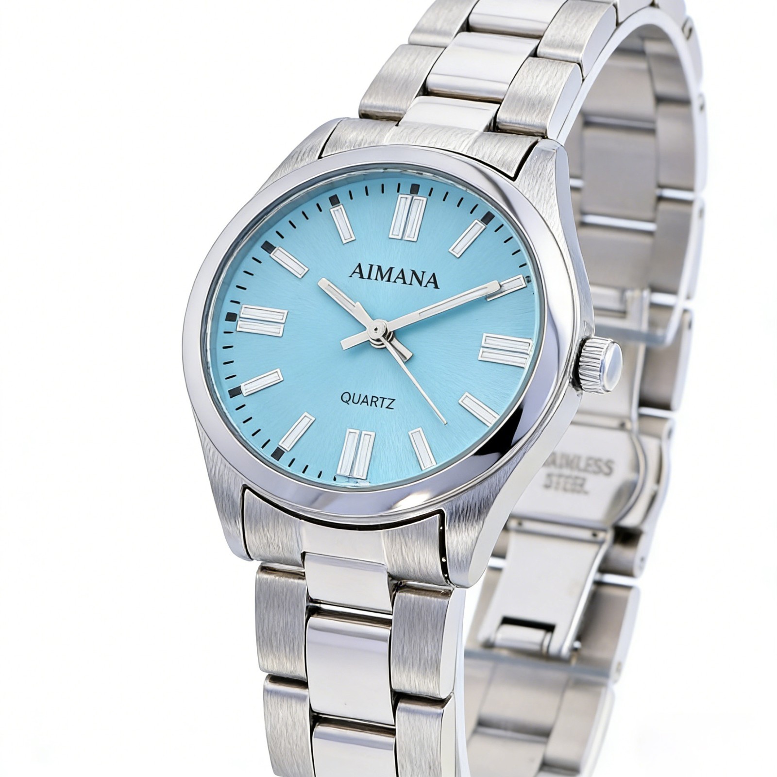 VORSEL Classic Blue Round Dial Women’s Quartz Silver Tone Watch 32mm