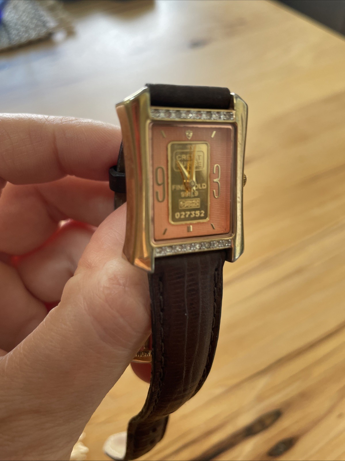 Credit Suisse 1 Gram 999.9 Fine Gold Watch Croton Swiss Quartz Gold Plated