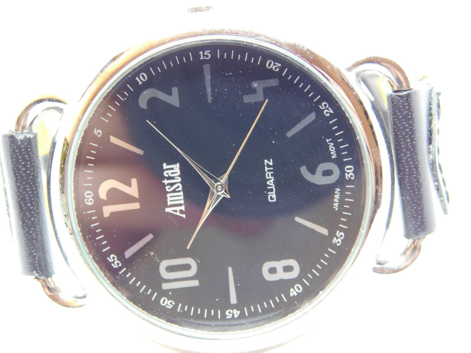 Amstar Genuine Leather Quartz Analog Men’s Watch New Battery