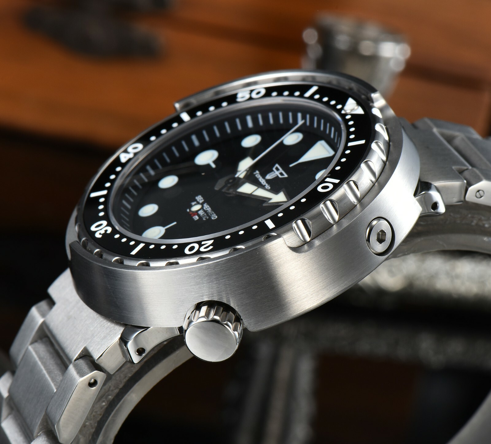 30ATM Diver 46.5mm Tandorio Japan NH35A Lume Sapphire Glass Automatic Mens Watch