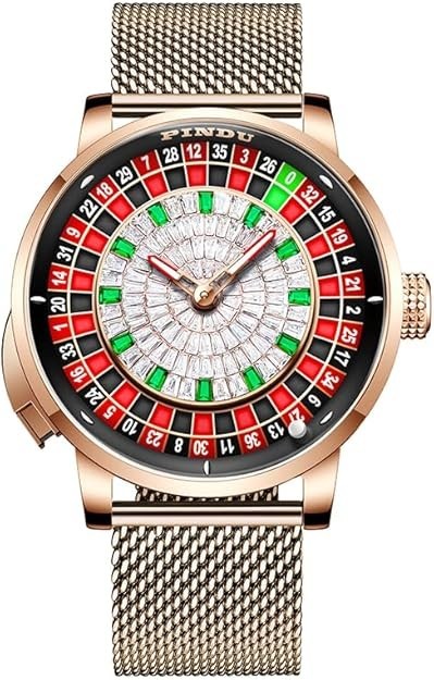 🔥USA🔥 PINDU Design NH35A Rotary Roulette Casino Mechanical Watch BraceletP6616