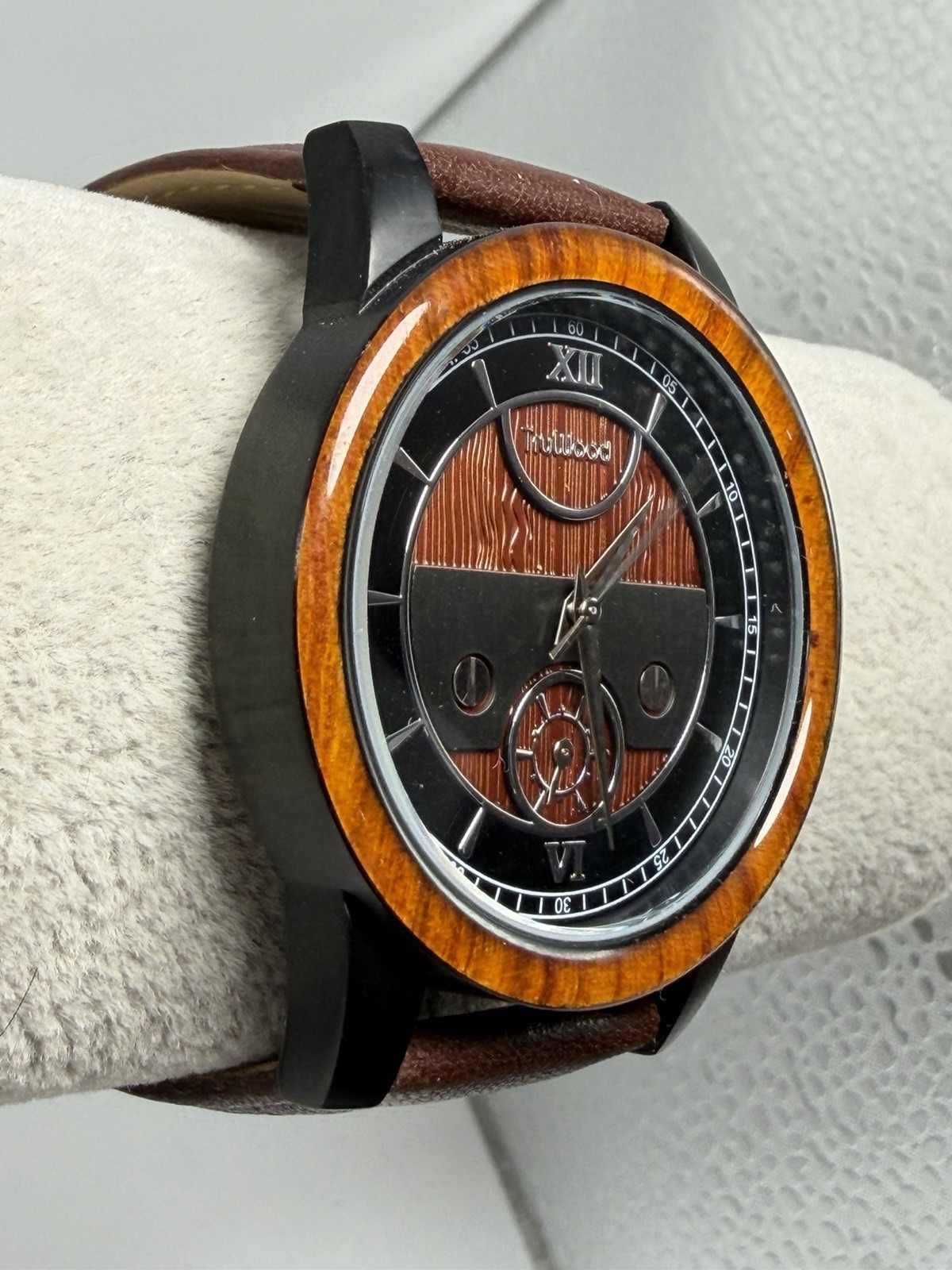TruWood Voyager Napoleon Mens Watch New Battery 41MM 8″ Leather Band