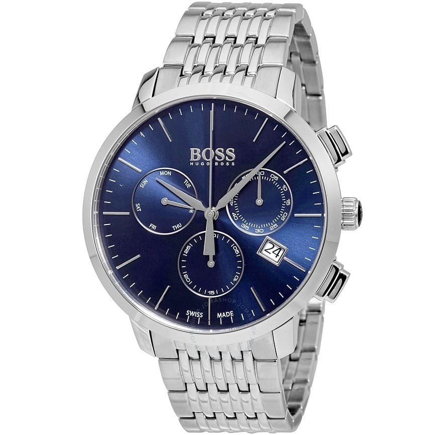 Hugo Boss Signature Chronograph Men’s Watch 1513269 Blue Dial Steel Bracelet
