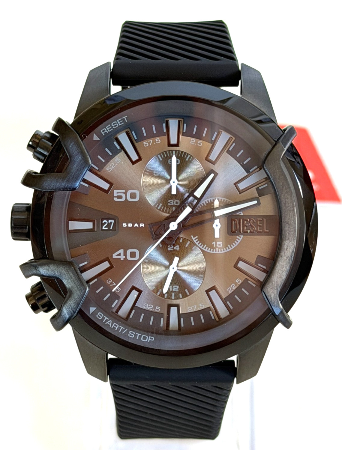 Diesel DZ4650 Men’s Griffed 48mm Black-Tone Chronograph Watch BNWT Gift Box $270
