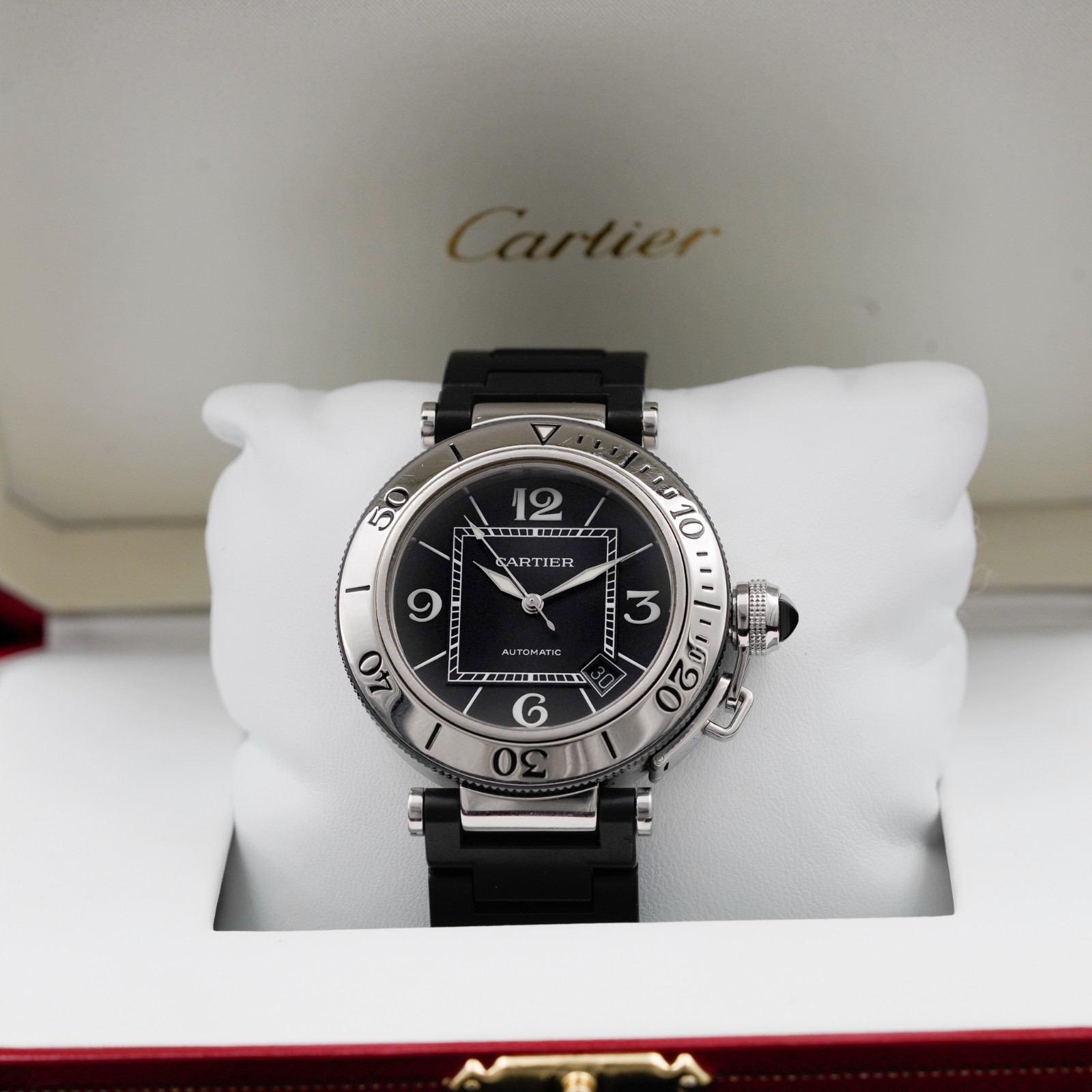 Cartier Pasha Seatimer 2790 40mm Black Dial Automatic Steel Men’s Watch & Box