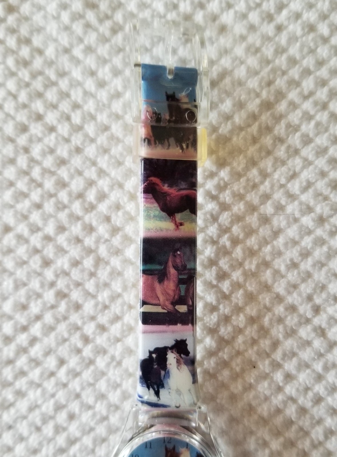 NWOT Pacific Time Analog Kid’s Watch Horses Motif Plastic Case & Buckle Band