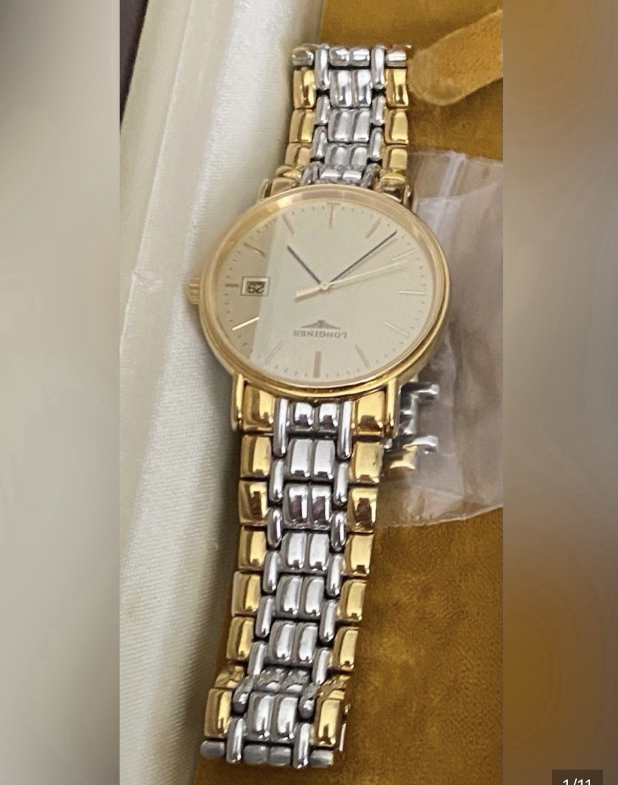 Longines Two-Tone Quartz Swiss Made gold tone Silver Dial Date Wristwatch Box