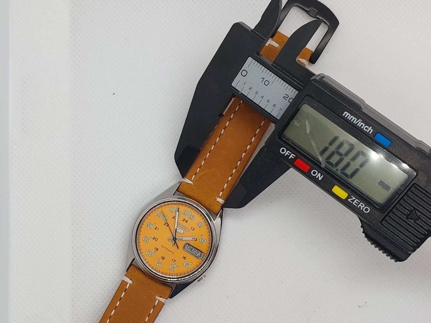 Seiko 5 Automatic 7009 Orange-Thai Numerals Dial with Leather Strap