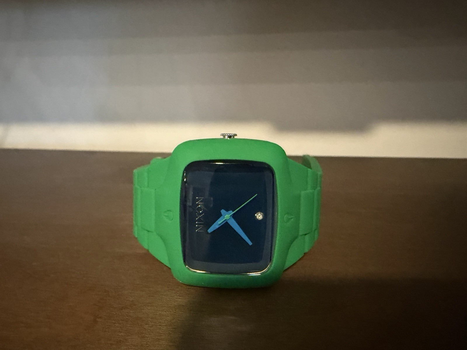 Nixon Rubber Player Quartz Analog Square Watch Green Rubber Strap 44-47.9mm