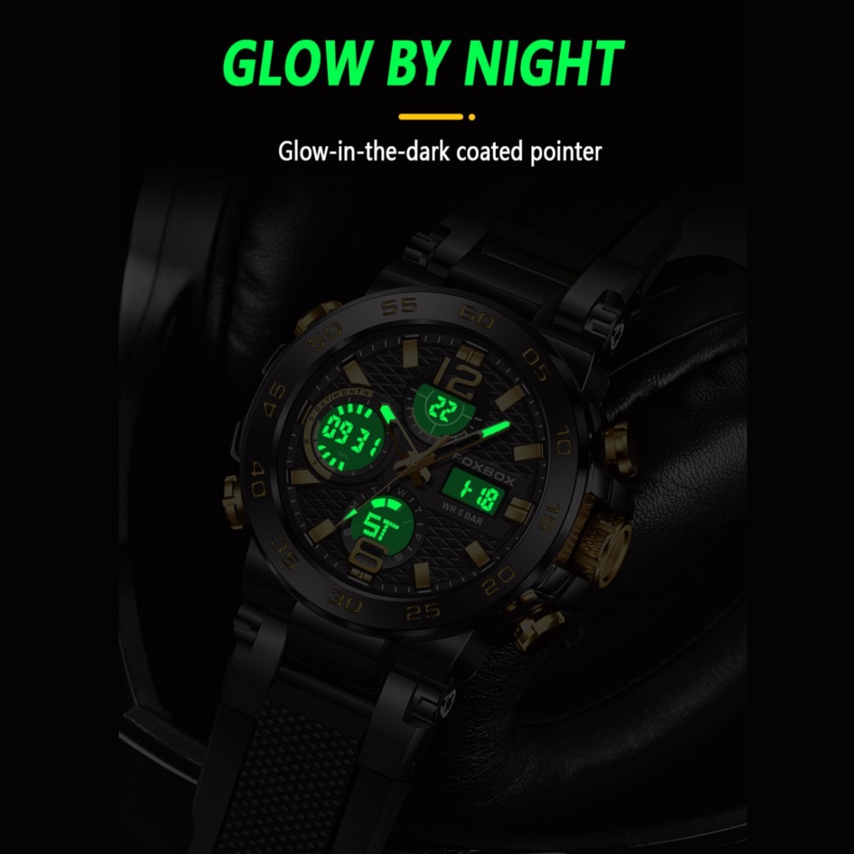 Men Watch Quartz Diver Sport Chronograph Luminous 5ATM Waterproof Boy Wristwatch