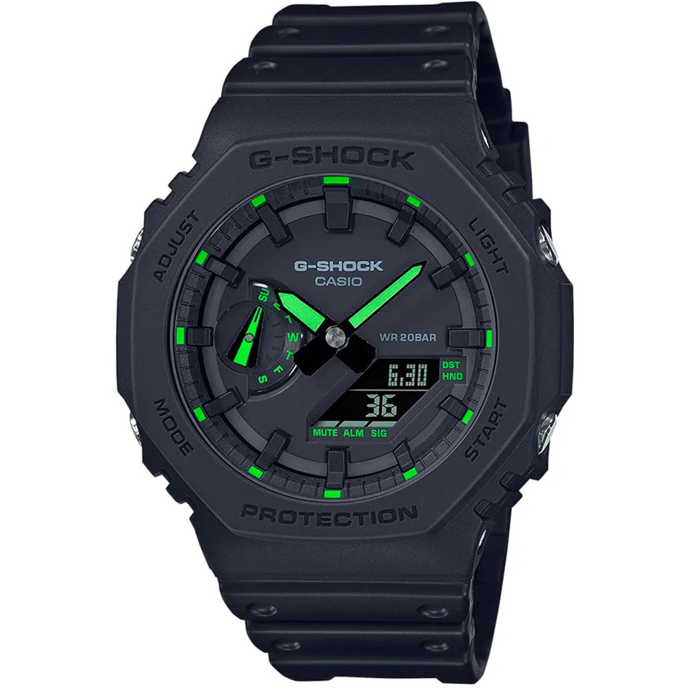 Watch CASIO GA-2100-1A3ER Mens Chronograph Carbon Fiber Band Resin Dial Black