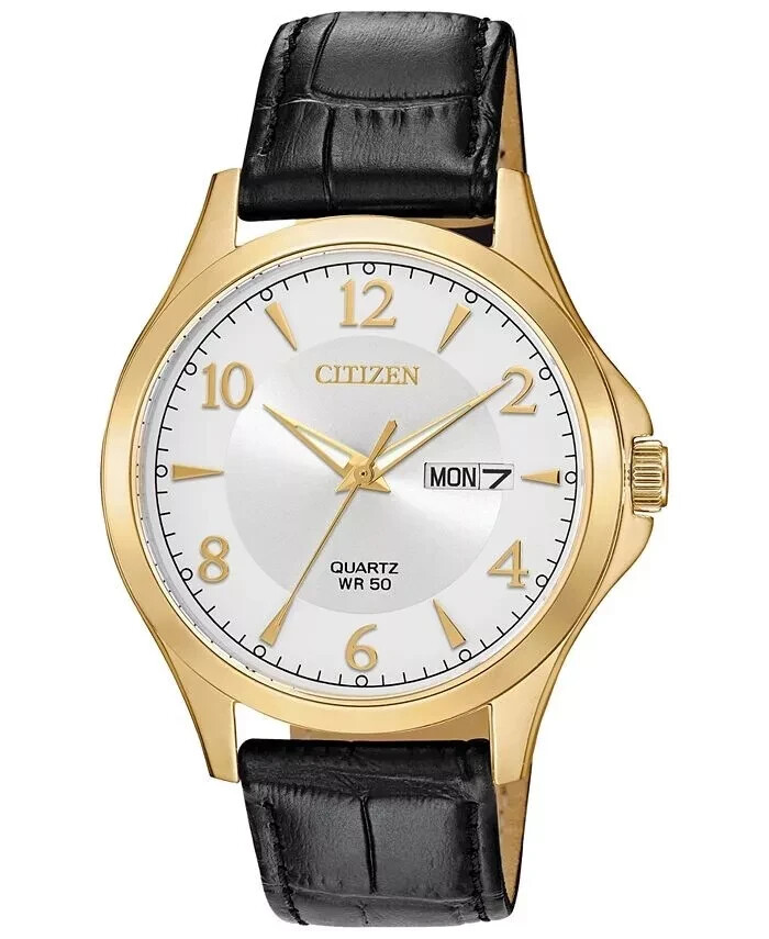 Citizen Men’s Day and Date Quartz Black Leather Watch – BF2003-25A NEW
