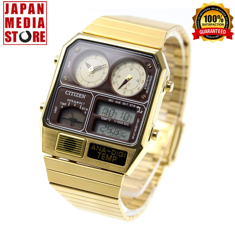 CITIZEN ANA-DIGI TEMP JG2103-72X Gold Analog Digital Vintage Men Watch NEW BOX
