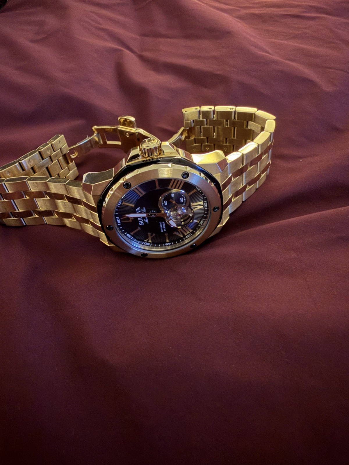 Bulova Precisionist Men’s Icon Watch Black Dial Rose Gold Bezel 300m Date