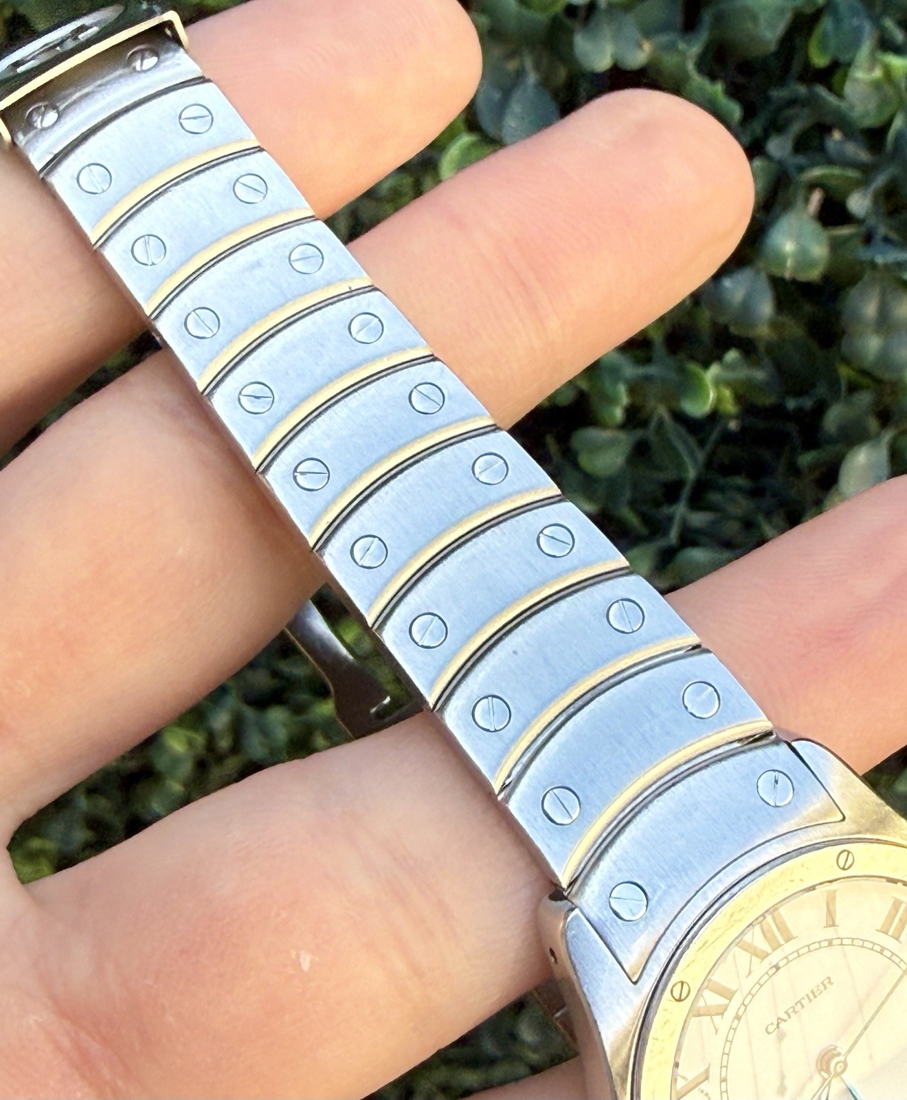Vintage Cartier Santos Ronde Date 1561 White Roman Dial 30mm Steel Watch Only