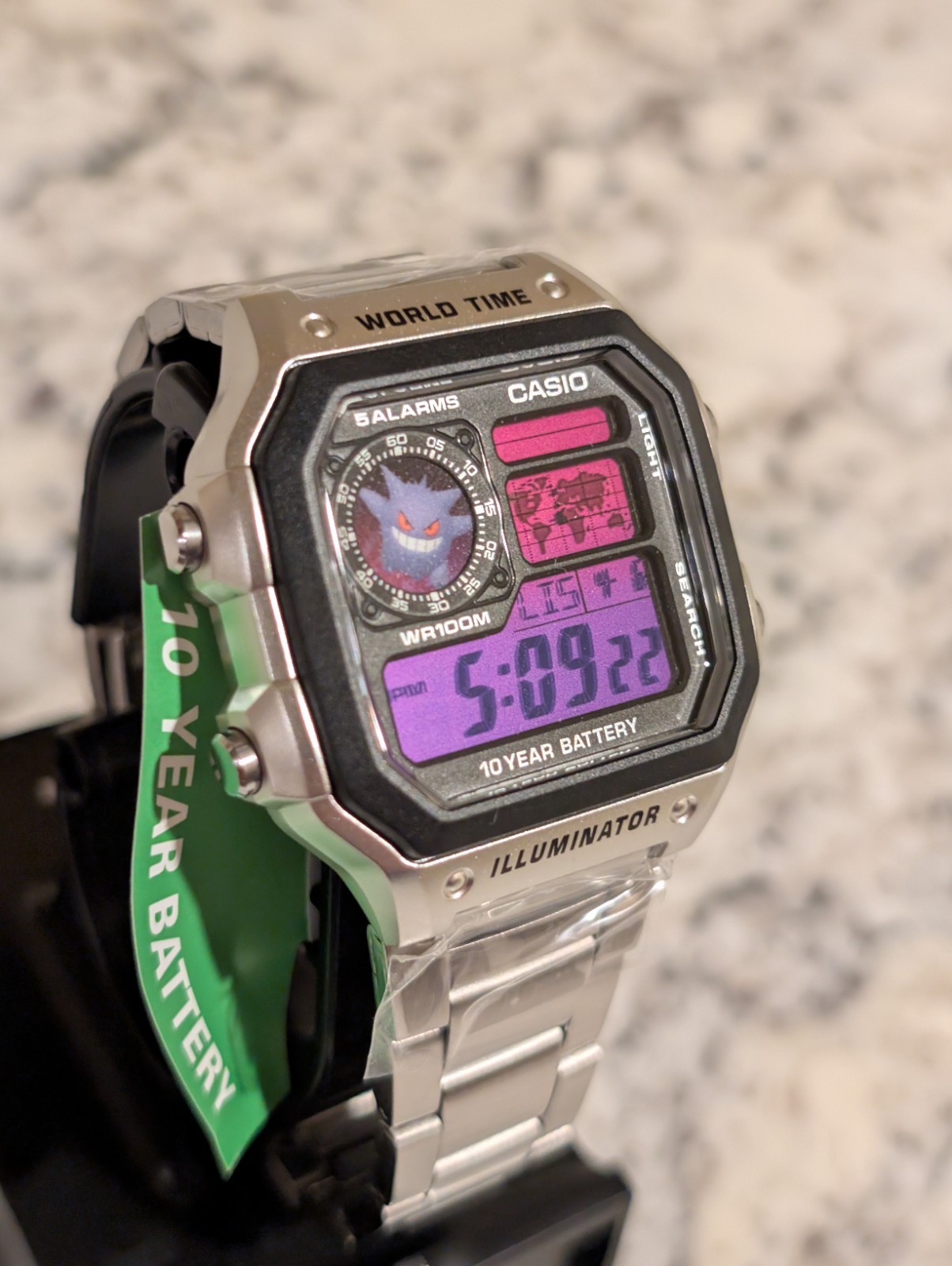 Purple and Pink Gengar Mod Casio AE1200-WHD | World watch | Cartoon | Pokemon |