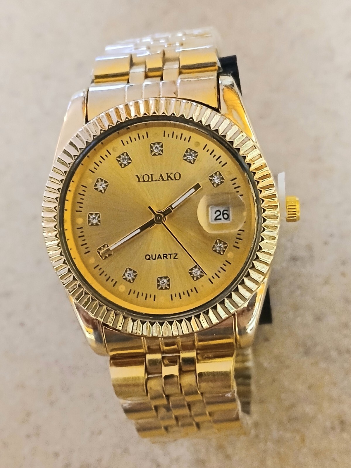 Men’s Yolako Presidential Watch Date Function All Gold Tone Quartz