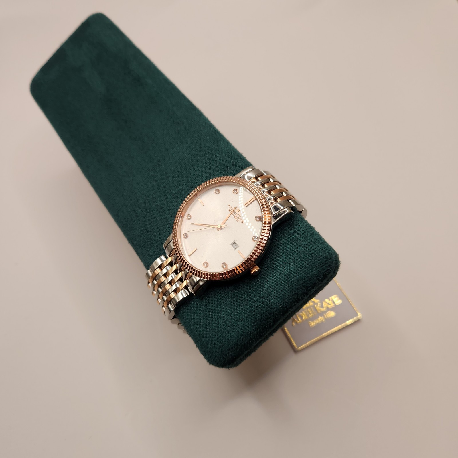 Adee Kaye Swiss movement, Austrian crystal Accent, Two-Tone Wristwatch Rose Gold