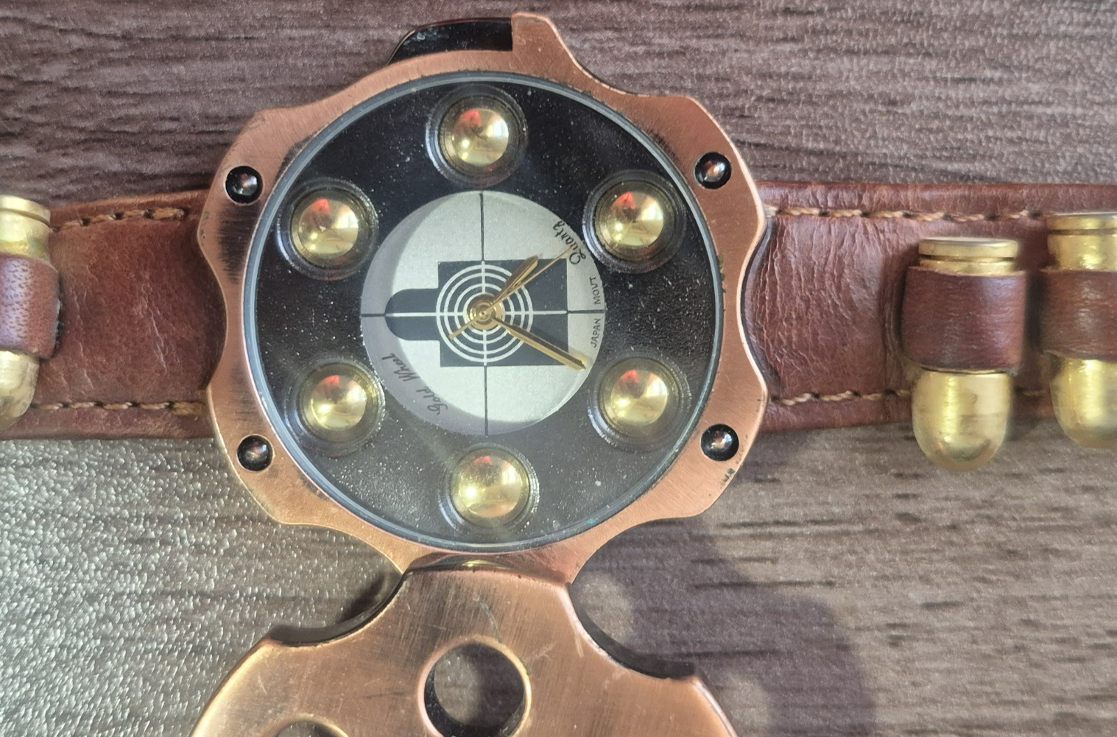 Vintage Python 357 Mag Revolver Cylinder Quartz Watch 41mm Men’s Leather Band