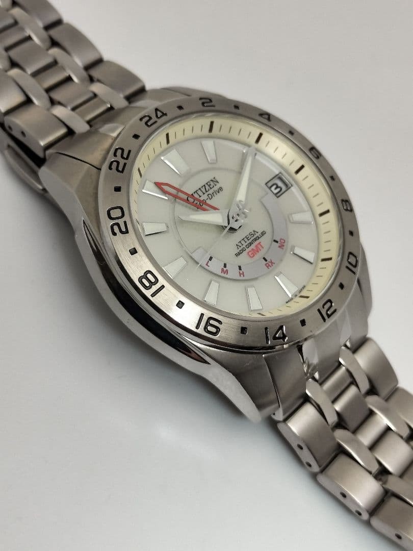 CITIZEN Attesa H116 GMT Radio Solar Watch Box 18.5cm 7.28in Eco-Drive