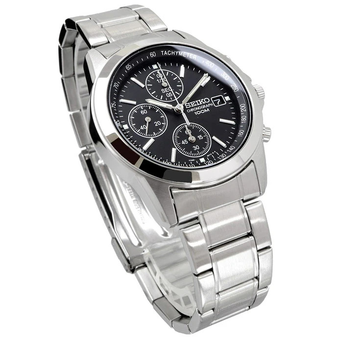 Brand SEIKO Chronograph SND367PC Black Silver Men’s Watch New in Box From Japan
