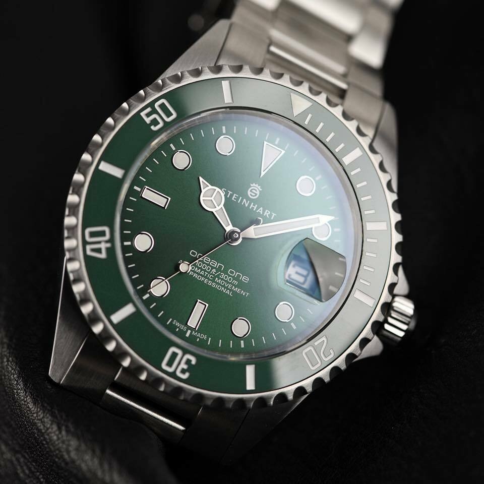 Steinhart Ocean 1 Green Ceramic 42mm Swiss Automatic Diver Watch / Green Dial