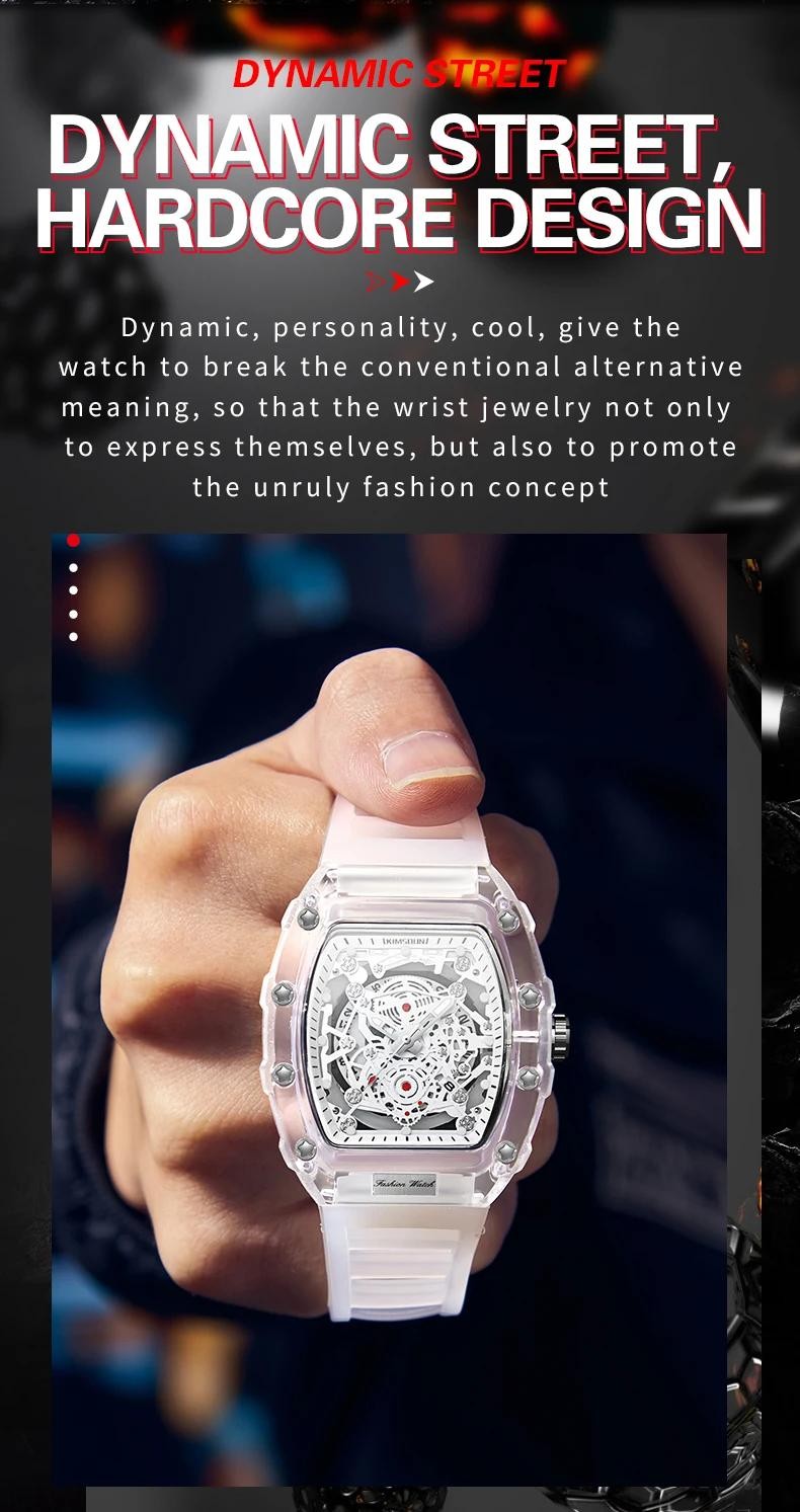 KIMSDUN Transparent Men’s Watch Quartz Wristwatch Luminous Waterproof watch