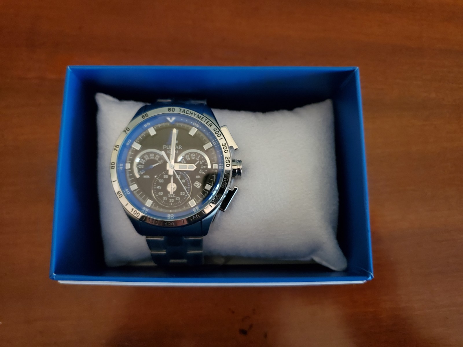 PULSAR 100M W/R MINERAL CRYSTAL CHRONOGRAPH MENS WATCH 1/1 PT3 959-NIB