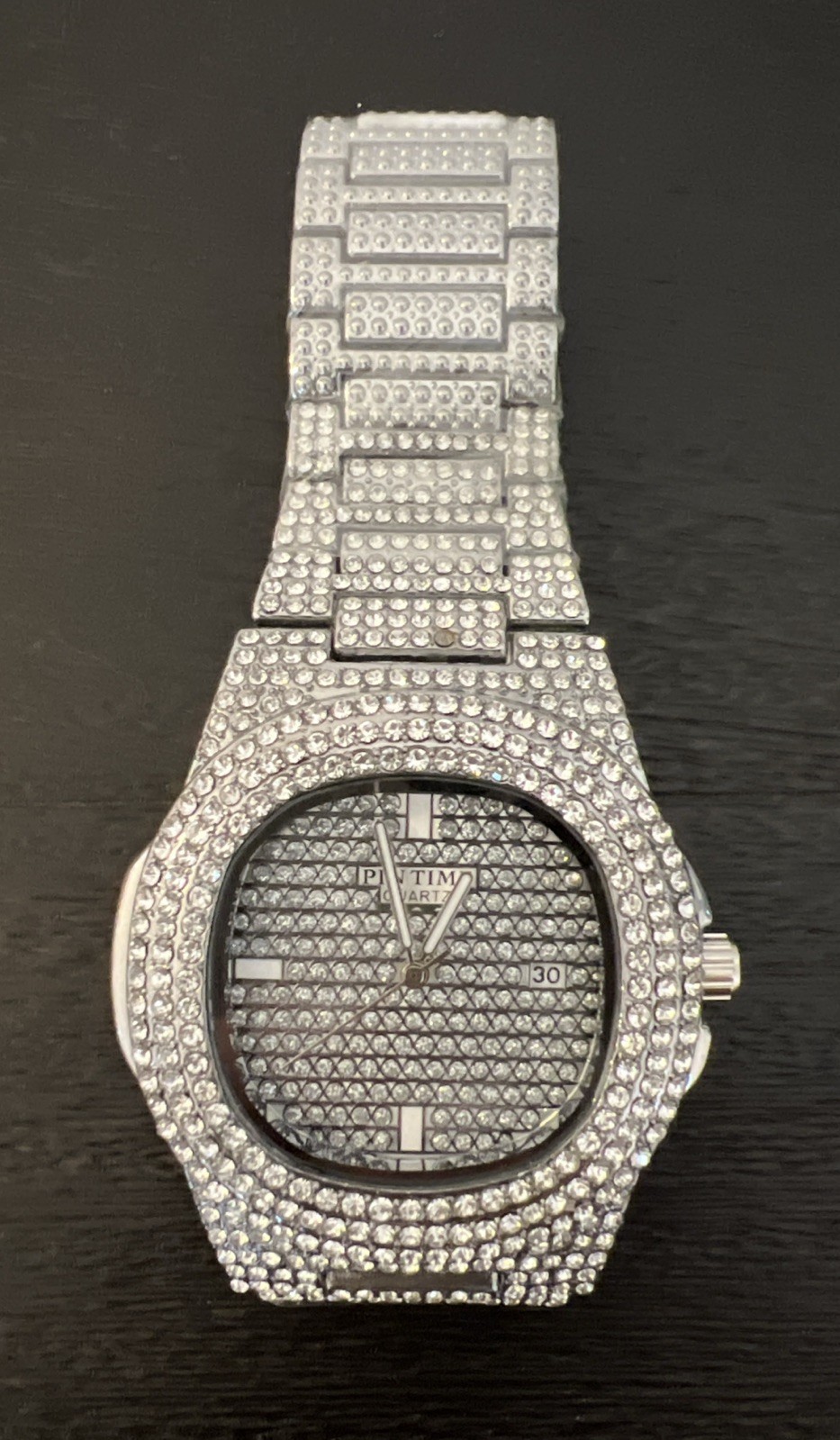 PinTime PT2548 Crystal Dial/Band Date Indicator Quartz Analog Watch 7″ New