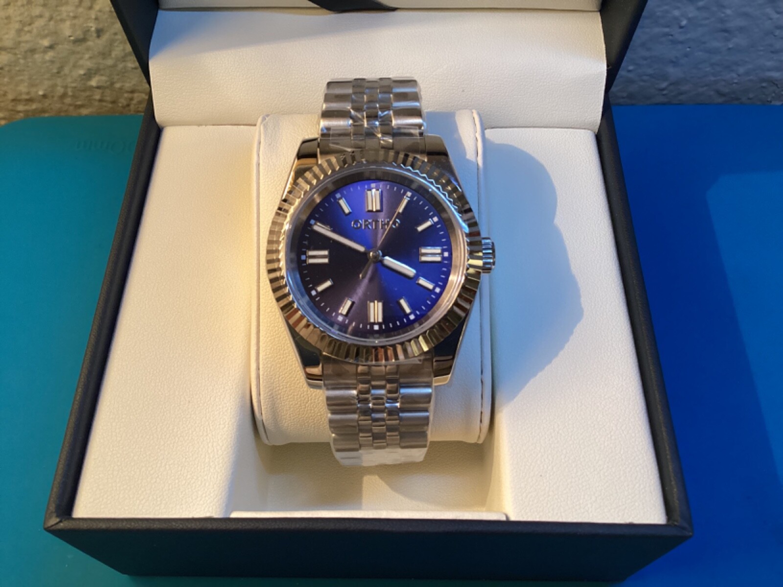 39MM Automatic Stainless Steel Watch * Blue Face * Double-Fold Clasp * Box Incl.