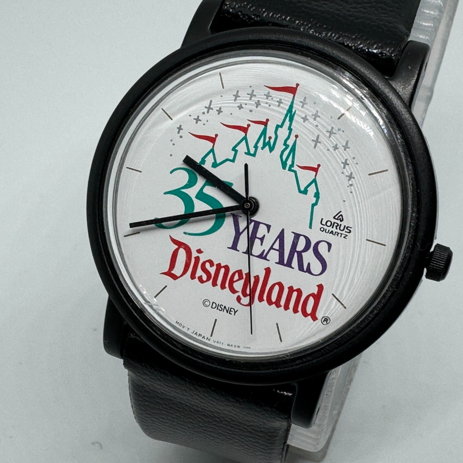 VTG Lorus Disneyland Quartz Watch 35 Years Unisex Black Resin Analog New Battery