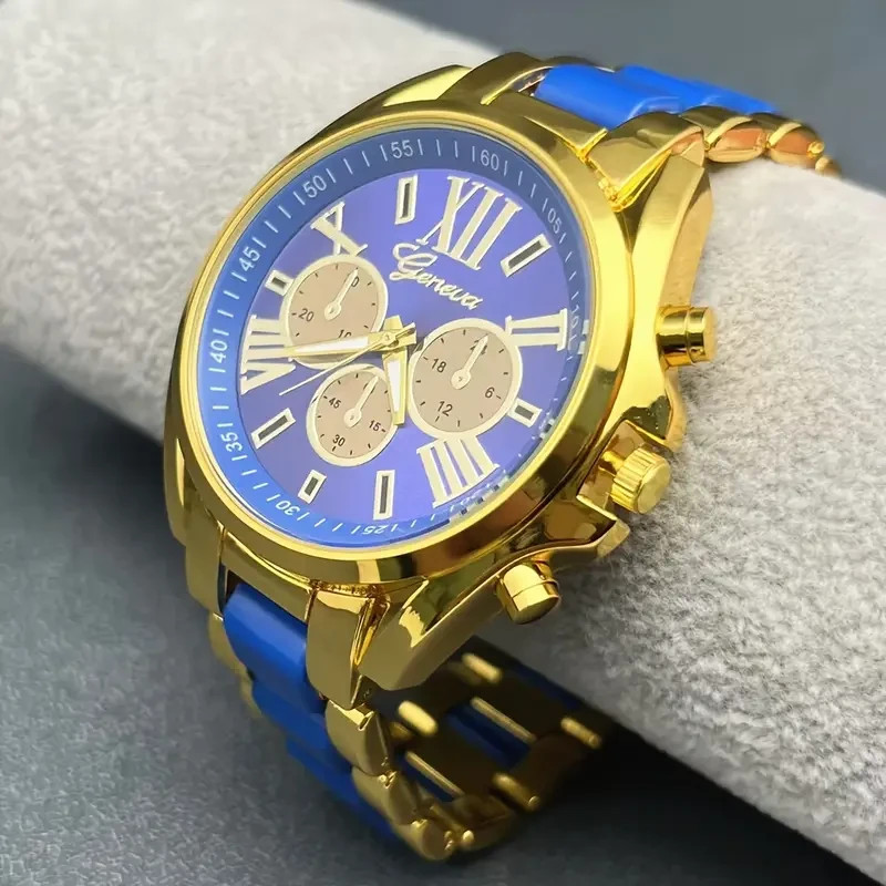 Men’s Luxury Golden-Tone Retro Quartz Watch Roman Numerals – Elegant Casual Watc