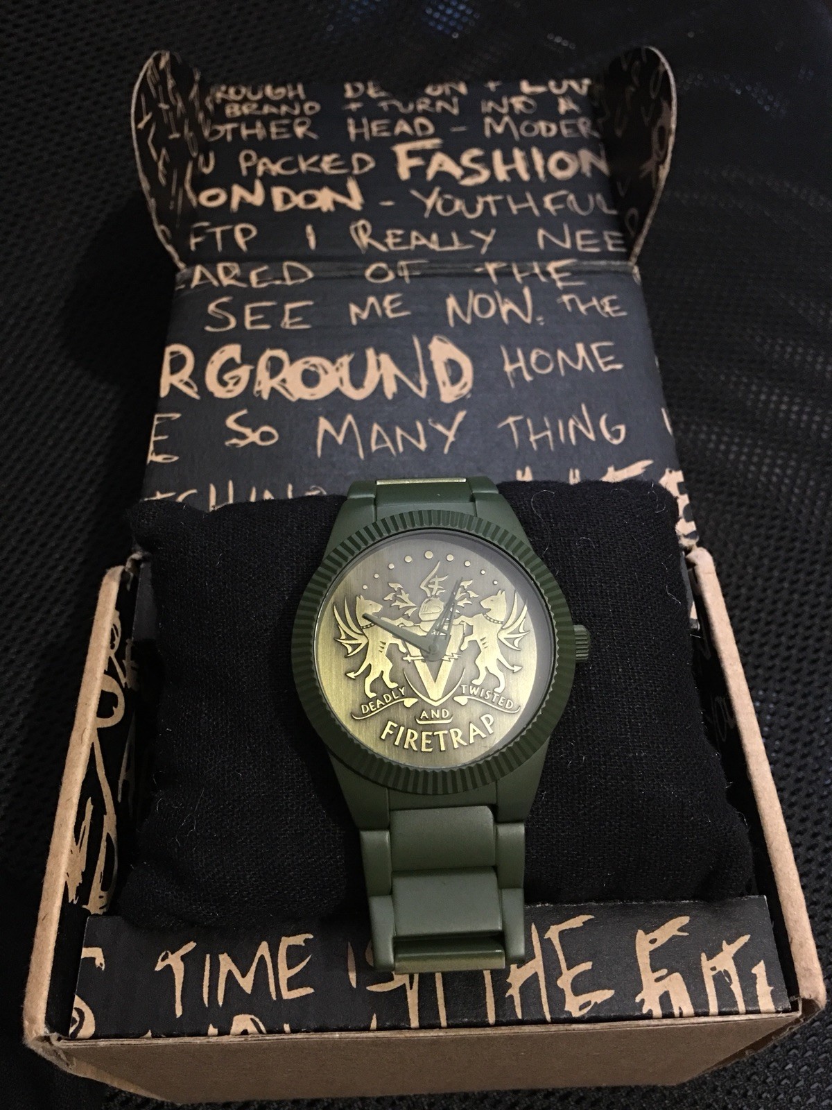 Firetrap Mens Watch Camo Matte Green Stainless Steel **Please check description*