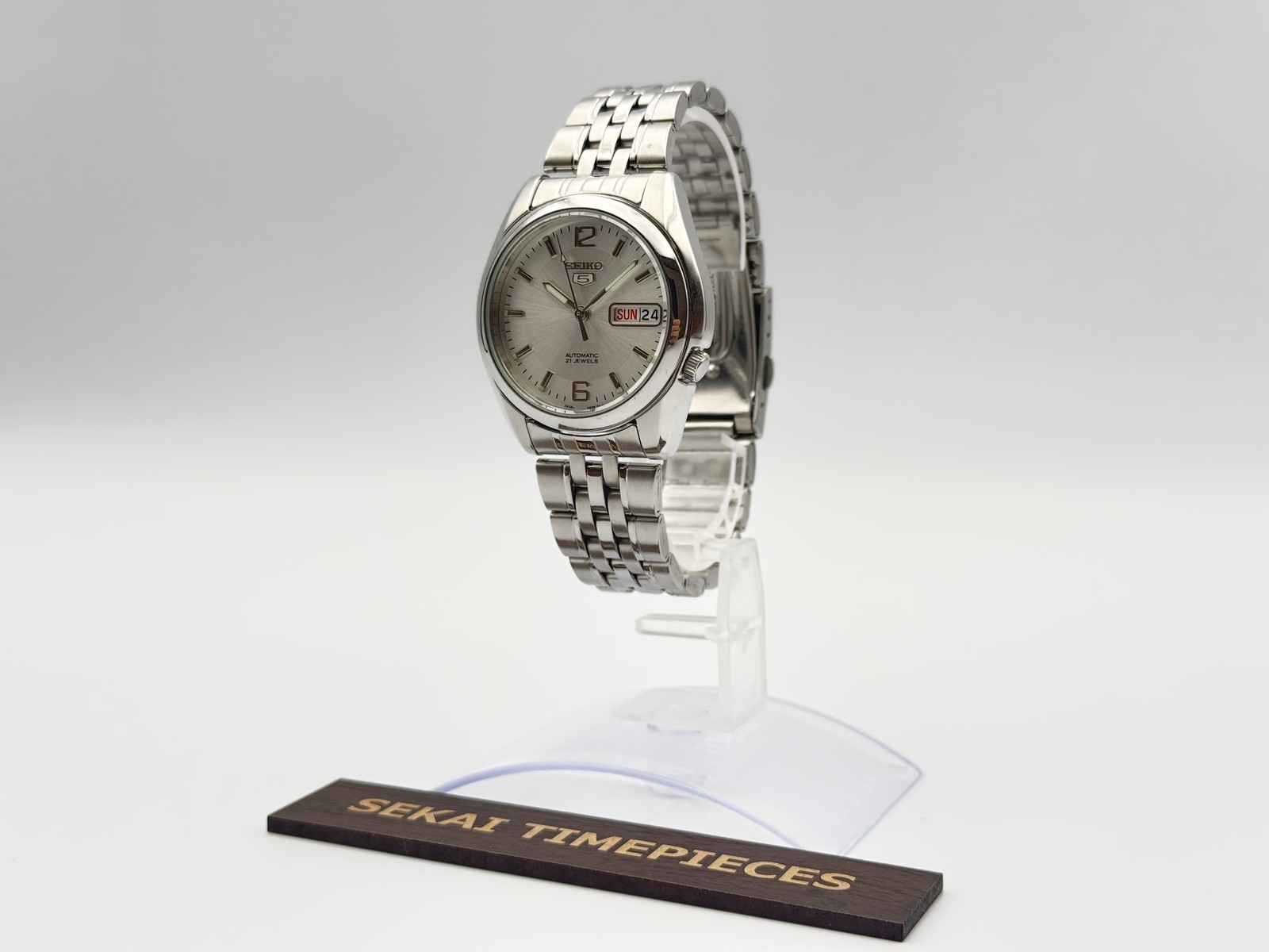 SEIKO 5 7S26-01V0 Automatic Silver Dial Day-Date 21 Jewels Men’s Watch Japan