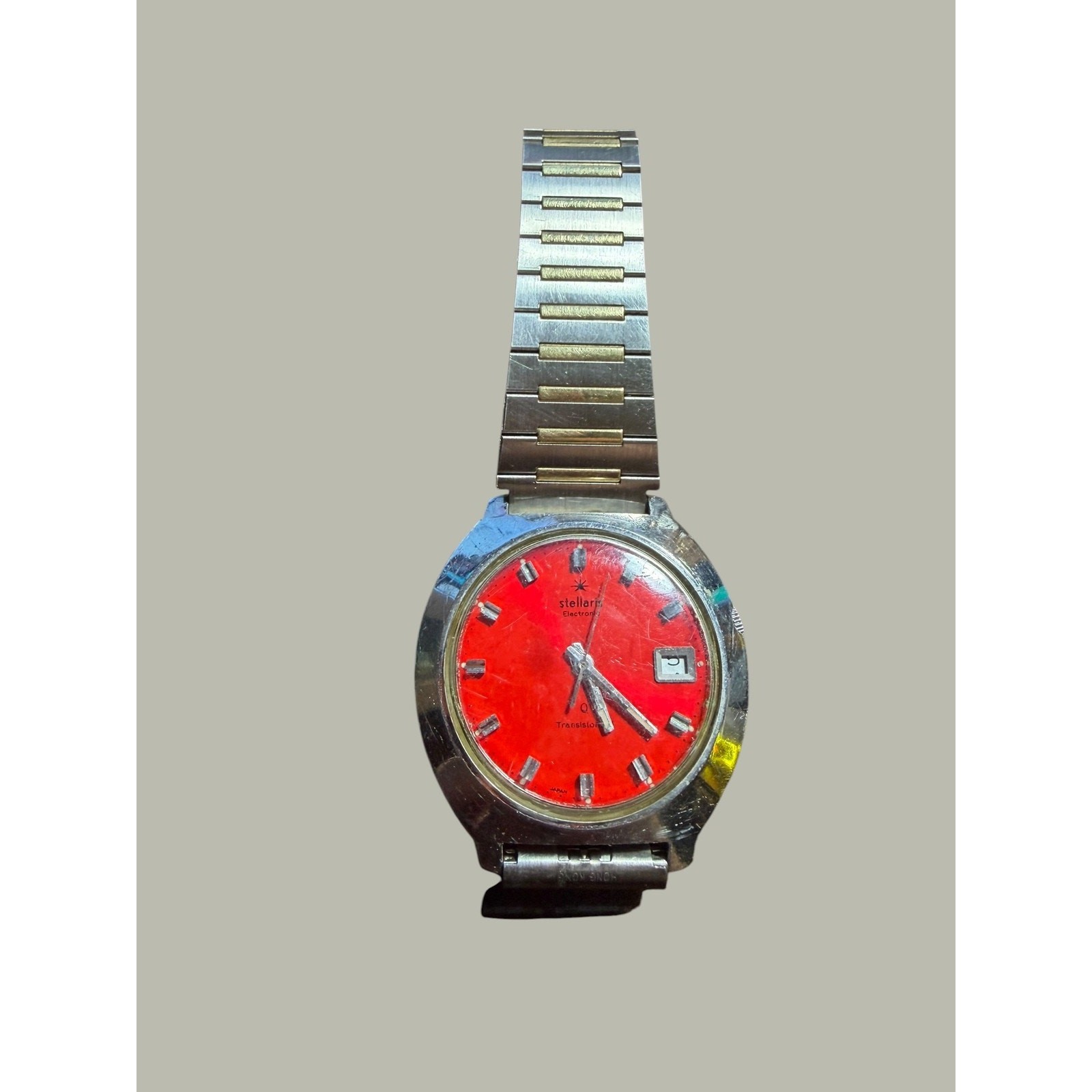 Vintage Stellaris Transistor Electronic Red Dial Men’s Watch Japan Movement