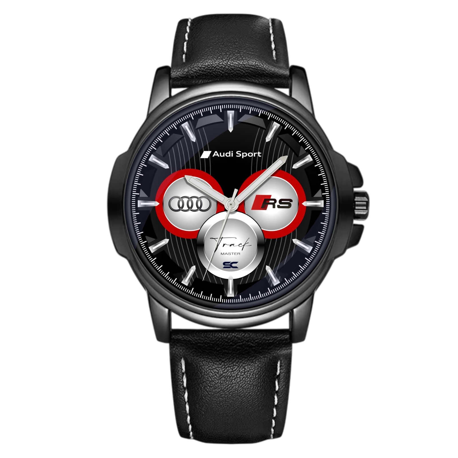 Quartz Wrist Watch Fan Art Audi Sport Track Master RS Black Chrono Style