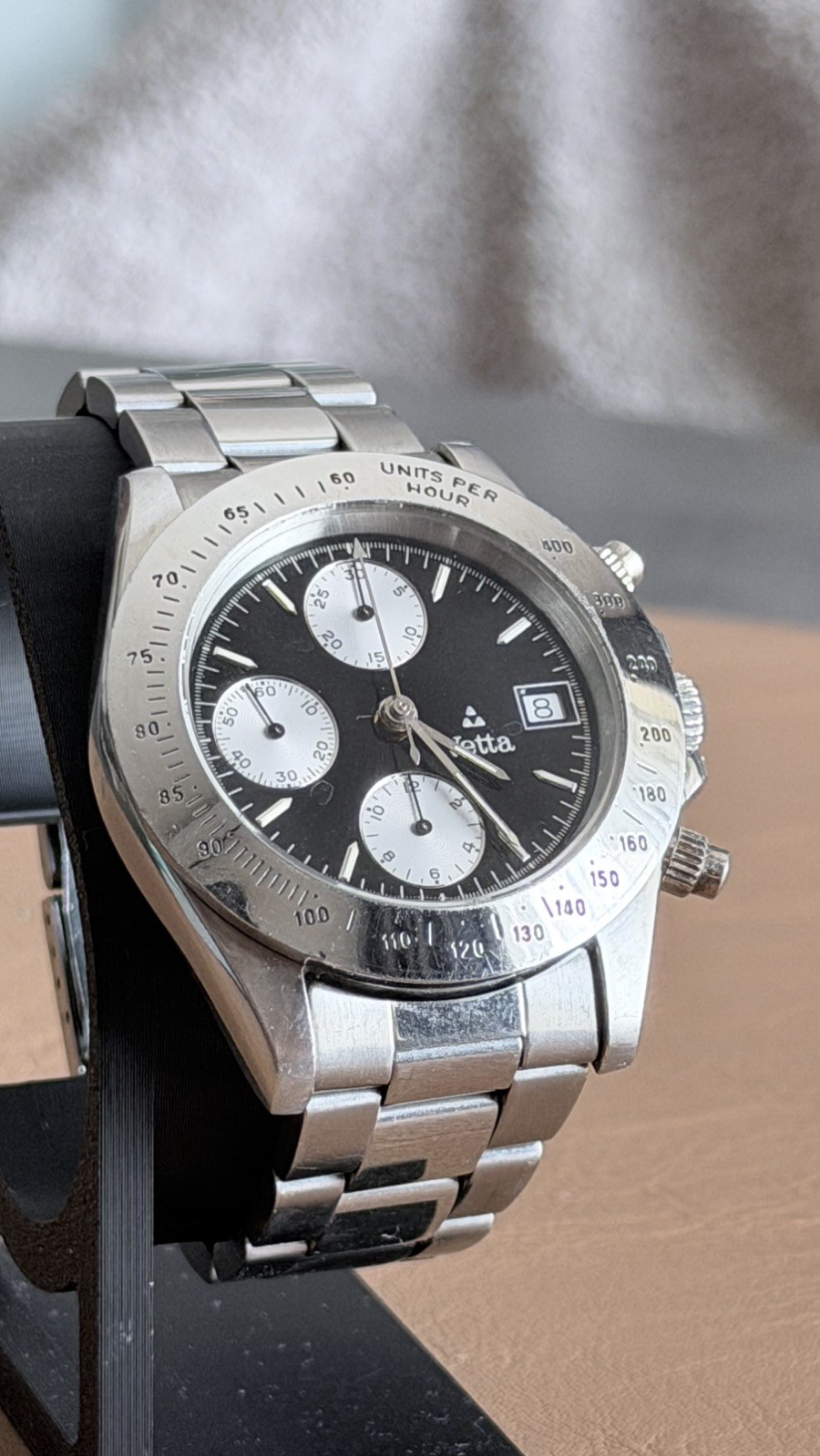 Top Chronograph Automatic 40mm Black Panda Steel Swiss Made Box Original