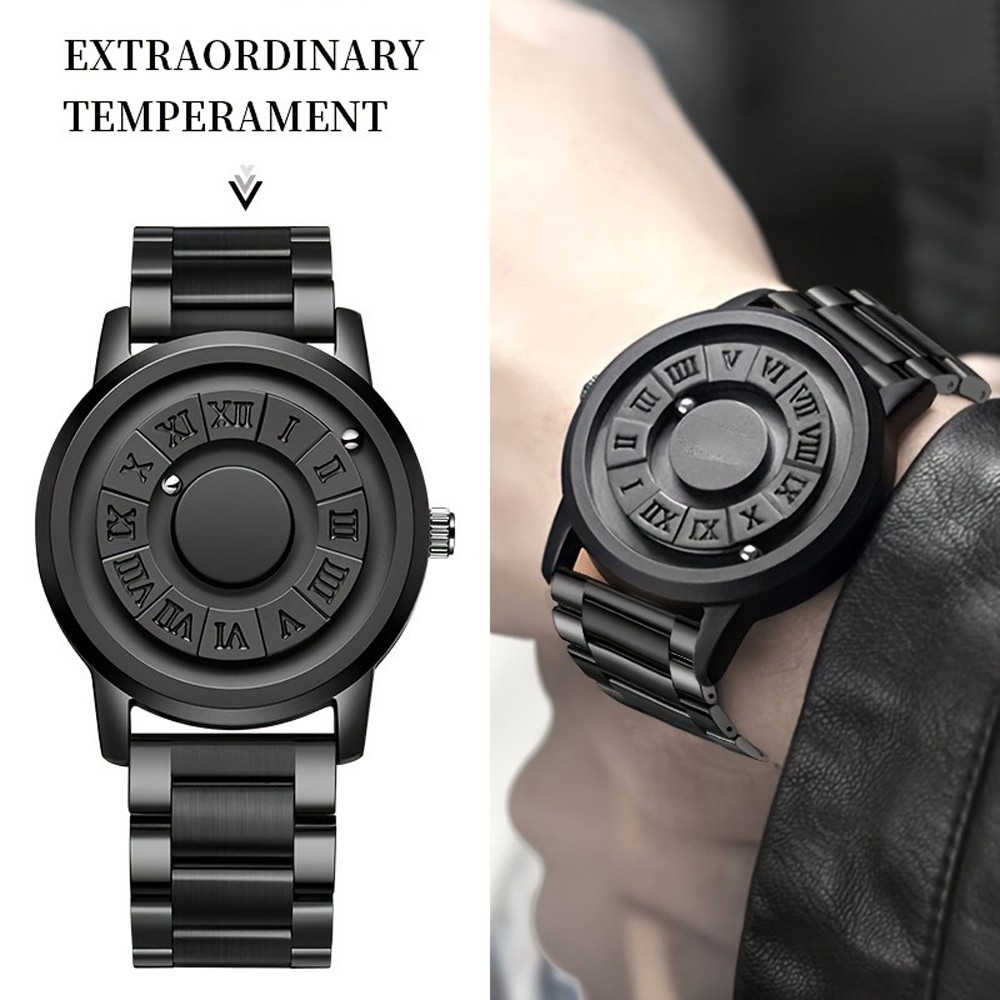 Men’s Watch Quartz Scrolling Bead Magne 3ATM Waterproof Luxury Sport Wristwatch