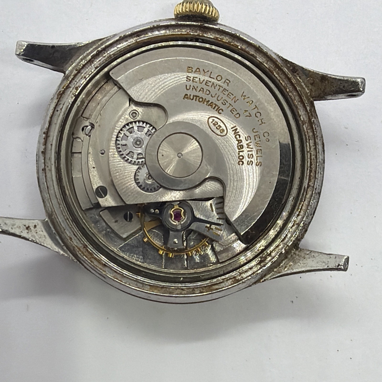 Vintage Baylor 17 Jewels 1256 Automatic Men’s Watch Gold Bezel Cap Runs Some (44