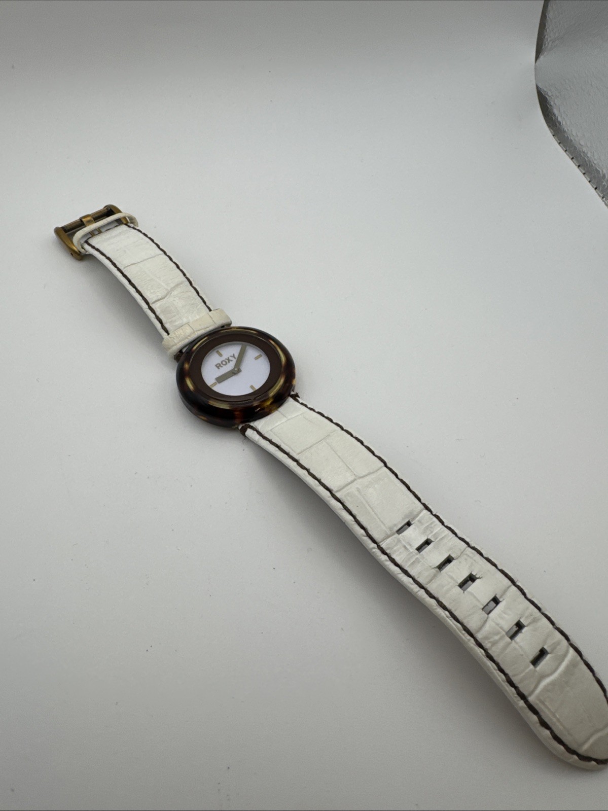 Ladies Roxy Watch 32mm Cheetah Case White Band/Dial W166BL New Battery