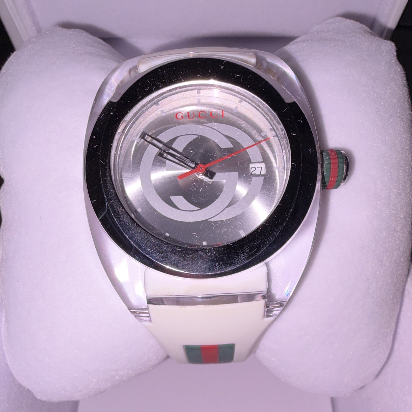 Gucci Sync YA137102 Unisex Quartz Date White Rubber Strap 46mm 50m Box