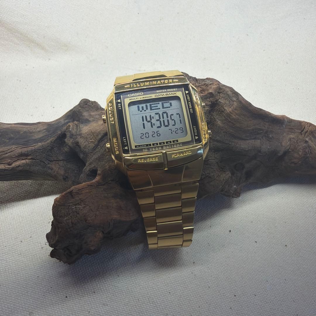 CASIO DATA BANK DB360 Gold Watch From Japan