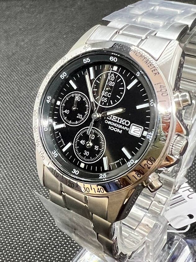 SEIKO SND367PC Men’s Watch Quartz Chronograph Dial Black Silver SND367P1 SND367