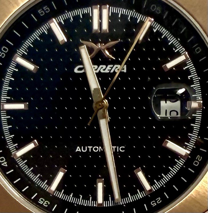 43mm Auto | Rosetone Octagonal Bezel | Black Dial & Leather Strap CARERA Watch