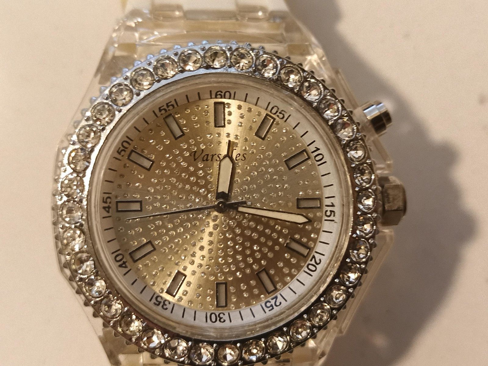 Varsales Brilliant White CZ Stone Wrist Watch – Unisex